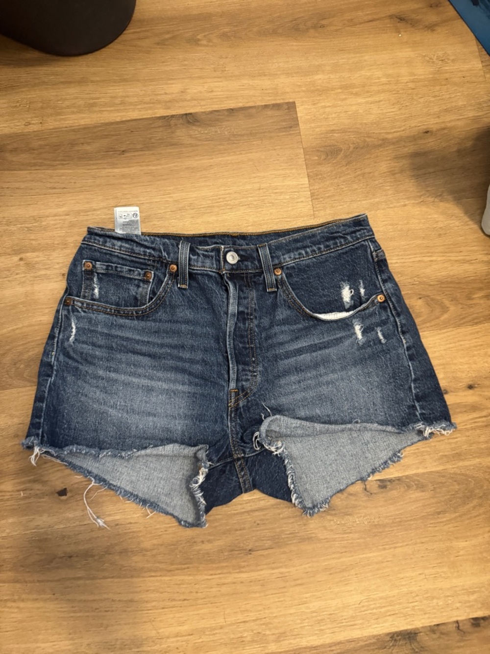 Levi's Dark Blue Distressed Cutoff Jean Shorts